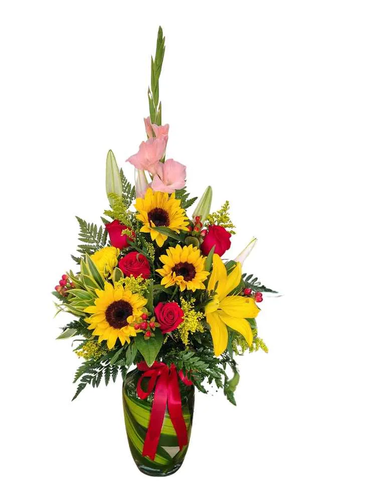 Arreglo girasoles y rosas (1)