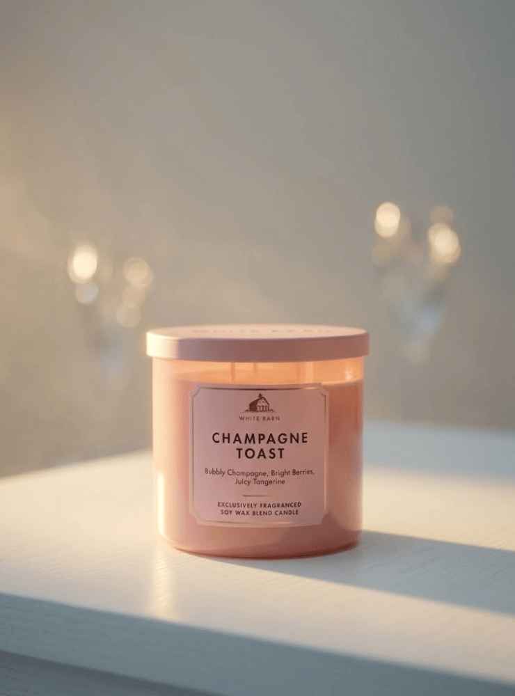 Vela aromatica Champagne Toast_11zon Vela aromática Champagne Toast White Barn en recipiente rosado