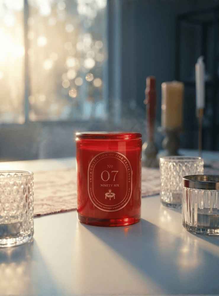 Vela aromatica No. 07 – Ninety Six Vela aromática Ninety Six No. 07 en recipiente rojo